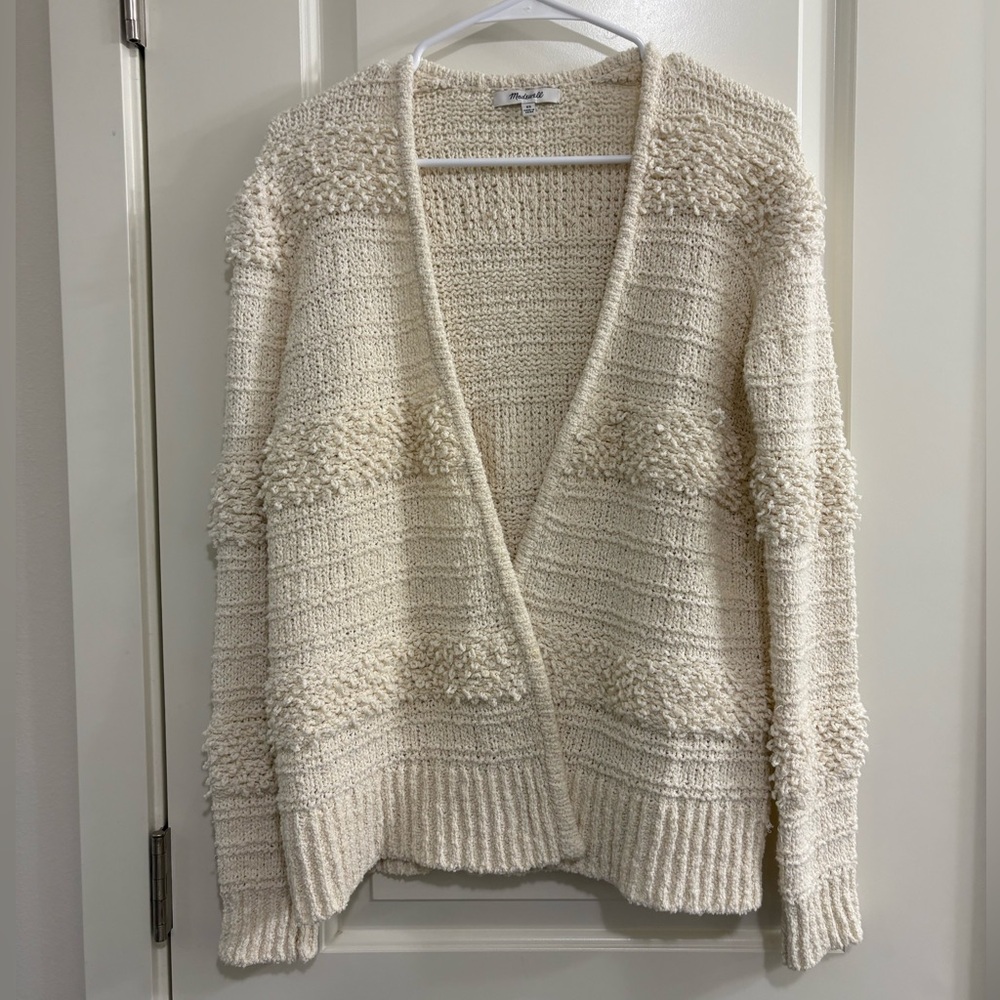 Madewell Cream Textured Oversized Women’s Open Cardigan